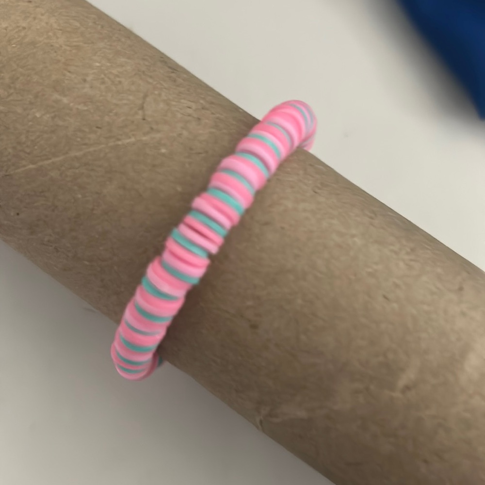 Cotten candy clay bead bracelet